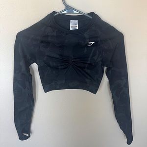 Gym Shark Camo Seamless Long Sleeve Crop Top